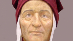 Rekonstrukcja głowy włoskiego poety Dantego Alighieri (1265-1321) wykonana przez trzy włoskie zespoły badawcze z Uniwersytetów w Bolonii.  PAP/EPA/Handout 