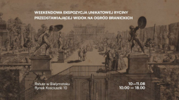 Prezentacja XVIII-wiecznej ryciny przedstawiającej widok na ogród przy Pałacu Branickich w Muzeum Podlaskim w Białymstoku