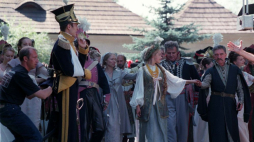 Realizacja zdjęć do "Pana Tadeusza" w reżyserii Andrzeja Wajdy w Turowej Woli. 1998 r. Fot. PAP/J. Turczyk