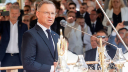 Prezydent Andrzej Duda podczas głównych uroczystości dożynkowych na Jasnej Górze. Częstochowa, 01.09.2024. Fot. PAP/W. Deska