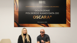 Producenci filmu „Pod wulkanem” Agnieszka Jastrzębska i Mikołaj Lizut na konferencji prasowej Komisji Oscarowej, zorganizowanej przez Polski Instytut Sztuki Filmowej. PAP/Paweł Supernak
