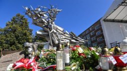 Uroczystość ku czci obrońców Poczty Polskiej na pl. Obrońców Poczty Polskiej. Gdańsk, 01.09.2024. Fot. PAP/A. Jackowski