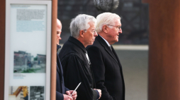 Prezydent Niemiec Fran-Walter Steinmeier na uroczystościach z okazji 35. rocznicy upadku muru berlińskiego, fot. Art Service/PAP