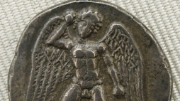 Srebrna didrachma z Fajstos na Krecie (ok. 300/280-270 p.n.e.), awers./Źródło: commons.wikimedia
