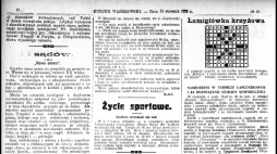 Kurjer Warszawski z 31 stycznia 1925 r. Pierwszą polską krzyżówkę redakcja zamieściła na 12 stronie wydania wieczornego. Fot. BN/polona.pl