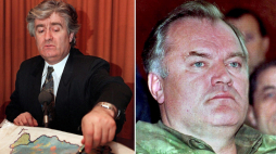 Zdjęcie po lewej z 16 stycznia 1993 r. przedstawia ówczesnego przywódcę bośniackich Serbów Radovana Karadžicia. Zdjęcie po prawej, datowane na 15 listopada 1995 r., przedstawiające ówczesnego dowódcę armii bośniackich Serbów, generała Ratko Mladicia. PAP/EPA/Anja Niedringgaus / Stringer