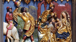 Pokłon Trzech Króli , fragment ołtarza Wita Stwosza z kościoła Mariackiego w Krakowie. PAP/Jan Morek