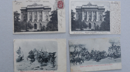 Archiwalne pocztówki z zasobów Biblioteki Uniwersytetu Warszawskiego prezentowane w Gabinecie Dokumentów Życia Społecznego BUW. Fot. PAP/Rafał Guz