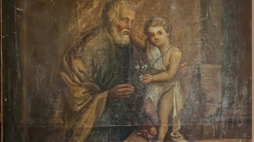 Obraz przedstawiający Św. Józefa z Dzieciątkiem z kościoła w Krześlinie wpisany do rejestru zabytków. Fot. Mazowiecki Wojewódzki Konserwator Zabytków