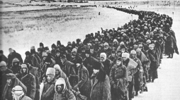 Niemieccy, włoscy, węgierscy i inni żołnierze schwytani pod Stalingradem w 1943 r. Fot. Leonid Velikzhanin, Public domain, via Wikimedia Commons
