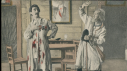 Pocztówka ze spektkaklu "Wesele" Stanisława Wyspiańskiego, 1901 r. Źródło: Stefan Wierusz Niemojowski