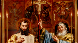 Cyryl i Metody na obrazie Jana Matejki, 1885 r. Źródło: Hardy PL, CC BY 4.0 <https://creativecommons.org/licenses/by/4.0>, via Wikimedia Commons