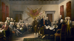 Obraz ilustrujący podpisanie deklaracji niepodległości autorstwa Johna Trumbulla (1819). Źródło: pl.wikipedia