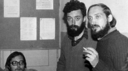 KSS KOR. Od lewej: M. Wilk, K. Wóycicki, A. Macierewicz. Warszawa, 1979 r. Fot. J. Przewłocki. Zbiory Ośrodka Karta