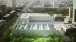 Wizualizacja przedstawiająca projekt architektoniczny Muzeum Sztuki Nowoczesnej i TR Warszawa. Fot. PAP/Reprodukacja