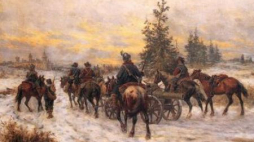 "Pochod Szwedow do Kiejdan" - obraz Józefa Brandta. Fot. Wikimedia Commons