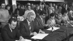 Podpisanie Porozumienia Jastrzębskiego 2.09.80. Fot. PAP/S.Jakubowski