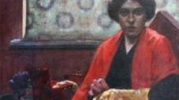  Obraz "Haftująca kobieta". Źródło: Muzeum Ziemi Kujawskiej i Dobrzyńskiej we Włocławku.