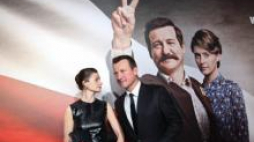 Robert Więckiewicz, grający Wałęsę i Agnieszka Grochowska - filmowa Danuta Wałęsa. Fot. PAP/R.Guz