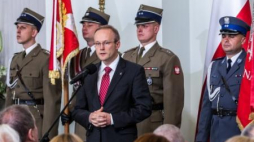 Prezes IPN Łukasz Kamiński w czasie uroczystości w Pałacu Prezydenckim w Warszawie. Fot. PAP/J. Kamiński