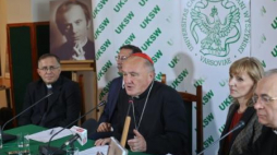 Kard. Kazimierz Nycz podczas konferencji prasowej "Śmierć bł. Jerzego Popiełuszki - nowe fakty". Fot. PAP/R. Guz