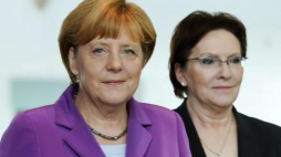 Premier Ewa Kopacz i kanclerz Niemiec Angela Merkel na konferencji prasowej. Berlin, 09.10.2014. Fot. PAP/R. Pietruszka