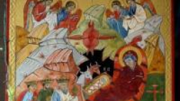 Ikona Narodzenia Pańskiego wystawiona podczas wigilii w ZSO im. M. Szaszkewicza w Przemyślu. Fot. PAP/D. Delmanowicz