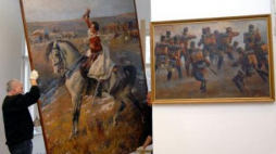 Fragmenty "Panoramy Siedmiogrodzkiej" namalowanej pod kierownictwem Jana Styki. Fot. PAP/D. Delmanowicz