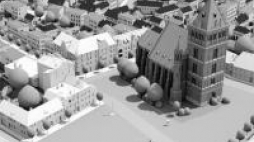 Rynek w Choszcznie wirtualnie zrekonstruowany przez firmę Odyssey. Źródło: Odyssey