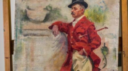 Obraz Wojciecha Kossaka „Autoportret” odzyskany po 22 latach od jego kradzieży. Fot. PAP/T. Żmijewski