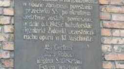Tablica na murze bloku nr 27. Fot. A. Cyra