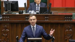 Prezydent Andrzej Duda podczas pierwszego posiedzenia Sejmu VIII kadencji Fot. PAP/P. Supernak