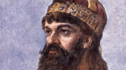 Mieszko I w cyklu obrazów olejnych Jana Matejki pt. Poczet królów i książąt polskich Fot. PAP/Reprodukcja