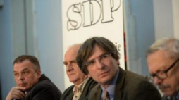 Od lewej: Zbigniew Rytel, Krzysztof Czabański, Krzysztof Skowroński, Marcin Wolski. Fot. PAP/M. Obara