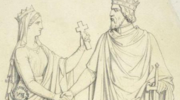 Mieszko I i Dobrawa; grafika XIX wieczna. Źródło: BN Polona