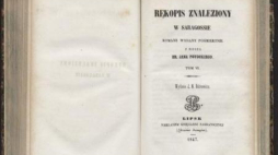 "Rękopis znaleziony w Saragossie" - Lipsk 1847 r. Źródło: BN Polona