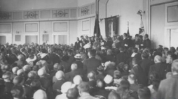 Zjednoczenie Narodowe-Front Morges;wiec z okazji Święta Żołnierza w stolicy.Przemawia płk I. Modelski.7.1936 r. Fot. NAC