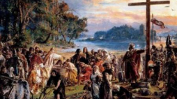 Obraz Jana Matejki „Zaprowadzenie chrześcijaństwa R.P. 965”. Źródło: Wikimedia Commons