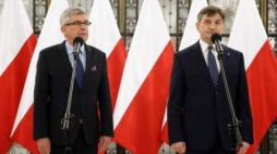 Marszałkowie Senatu i Sejmu podczas konferencji prasowej nt. Zgromadzenia Narodowego w Poznaniu. Fot. PAP/T. Gzell