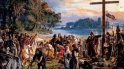 Obraz Jana Matejki „Zaprowadzenie chrześcijaństwa R.P. 965”. Źródło: Wikimedia Commons