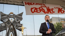 Prezydent Andrzej Duda podczas uroczystych obchodów Wydarzeń Radomskich 1976 r. Fot. PAP/W. Pacewicz
