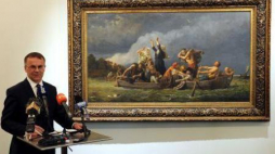 Wicemin. kultury Jarosław Selin - uroczystość przekazania obrazu Wojciecha Gersona “Bez Ziemi...”. Fot. PAP/M. Bielecki 