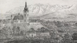 Widok Nowego Targu. Grafika 1838 r. Źródło: BN Polona
