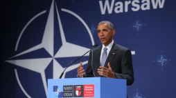 Prezydent USA Barack Obama podczas konferencji prasowej na zakończenie szczytu NATO w Warszawie. Fot. PAP/P. Supernak 