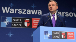Prezydent Andrzej Duda podczas briefingu podsumowującego szczytu NATO w Warszawie. Fot. PAP/R. Pietruszka