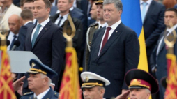 Prezydenci Andrzej Duda i Petro Poroszenko podczas obchodów 25-lecia niepodległości Ukrainy. Fot. PAP/J. Turczyk