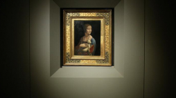 Obraz "Dama z Gronostajem" Leonarda da Vinci. Fot. PAP/S. Rozpędzik
