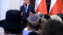 Prezydent Andrzej Duda podczas świąteczno-noworocznego spotkania z przedstawicielami społeczności żydowskiej w Polsce. Fot. PAP/J. Turczyk