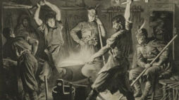Kucie kos 1863 r. - obraz Artura Grottgera. Źródło: CBN Polona