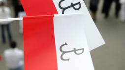 Biało-czerwone flagi ze znakiem Polski Walczącej. Fot. PAP/P. Kula 